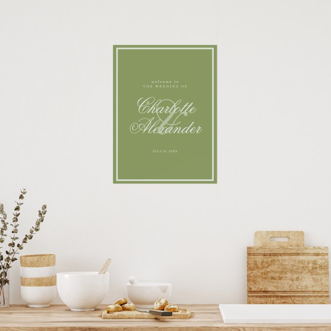 Póster Moss Green Estate Wedding Welcome Sign (Cocina)