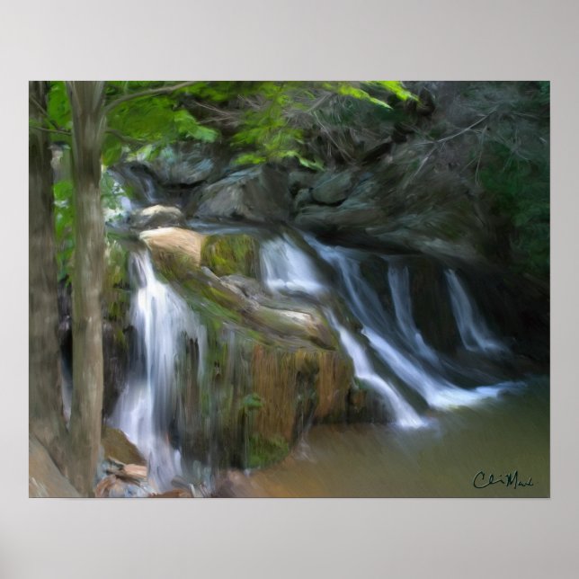 Póster Mossy Falls - Pintura (Frente)