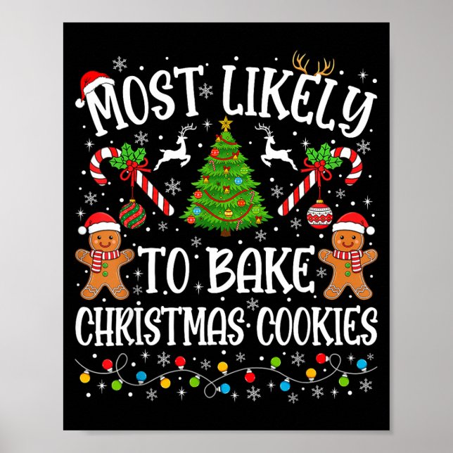 Póster Most Likely To Bake Christmas Cookies Family Match (Frente)