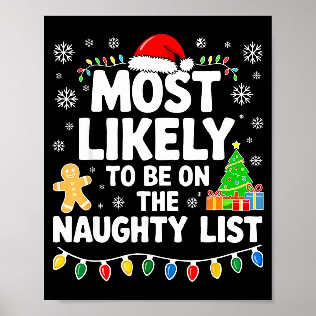 Póster Most Likely To Be On The Naughty Lis Family Christ (Frente)