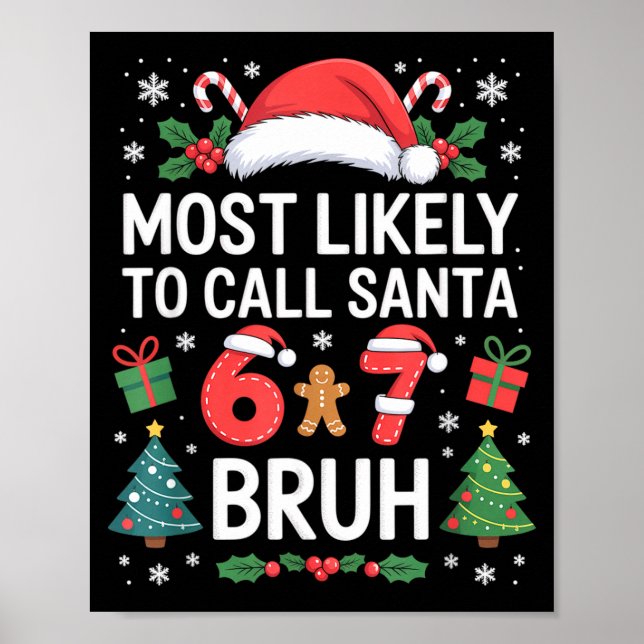 Póster Most Likely To Call Santa 67 Six Seven Bruh Christ (Frente)