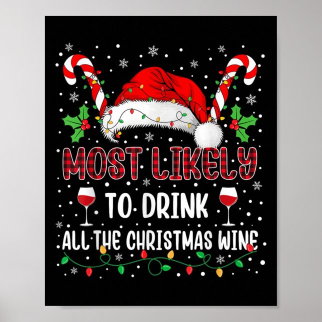 Póster Most Likely To Drink All The Christmas Wine Family (Frente)