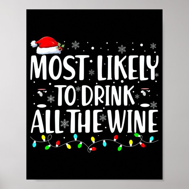 Póster Most Likely To Drink All The Wine Christmas  (Frente)