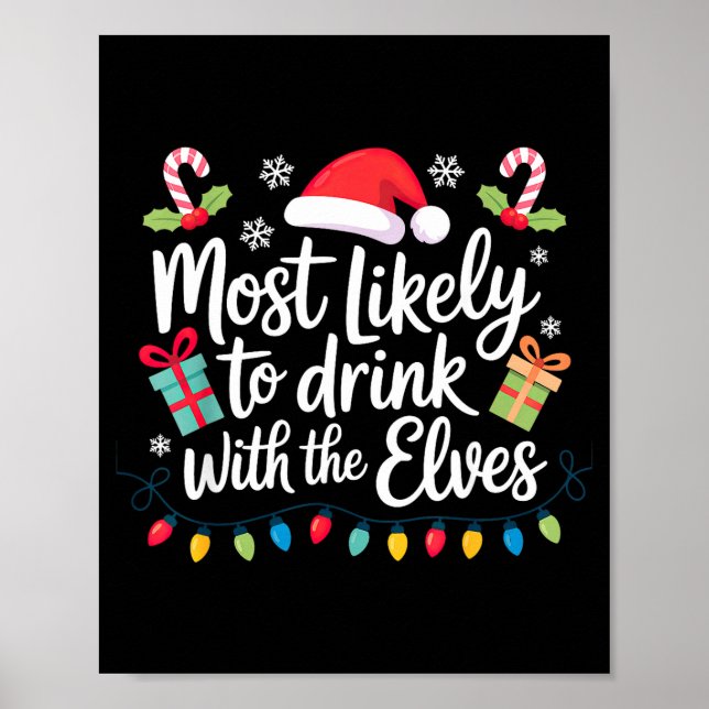 Póster Most Likely To Drink With The Elves Christmas  (Frente)