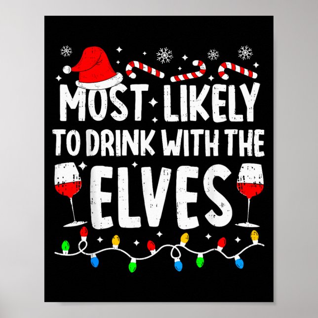 Póster Most Likely To Drink With The Elves Funny Matching (Frente)