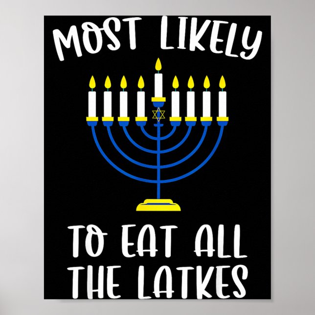 Póster Most Likely To Eat All Latkes Hanukkah Group Match (Frente)
