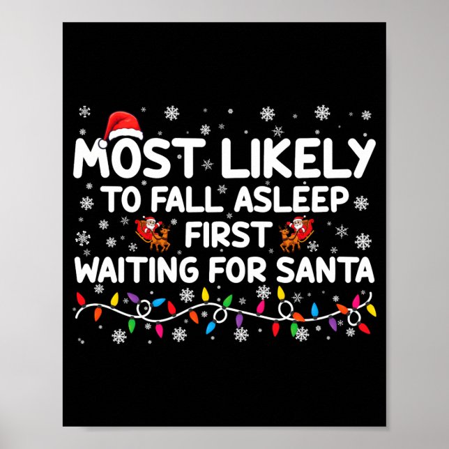 Póster Most Likely To Fall Asleep First Funny Xmas Family (Frente)