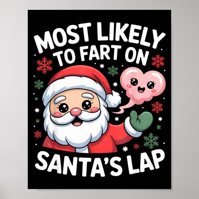Póster Most Likely To Fart On Santa’s Lap Funny Christmas (Frente)