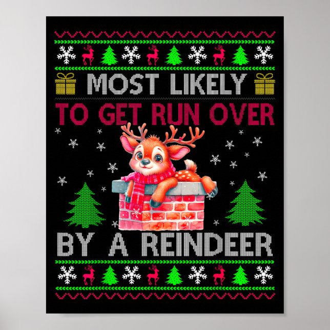Póster Most Likely To Get Run Over By A Reindeer Matching (Frente)