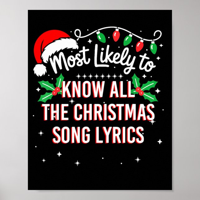 Póster Most Likely To Know All The Christmas Song Lyrics  (Frente)