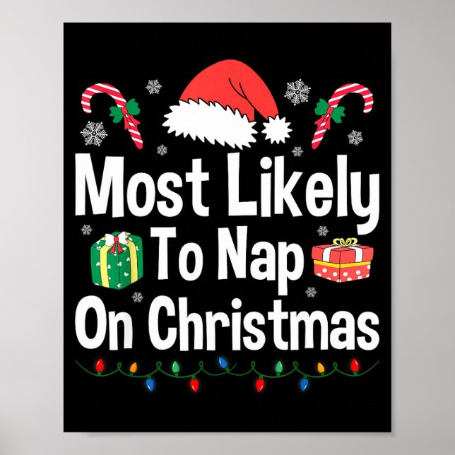 Póster Most Likely To Nap On Christmas Family Funny Match (Frente)