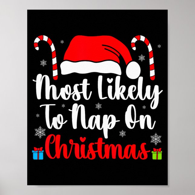 Póster Most Likely To Nap On Christmas Family Funny Match (Frente)