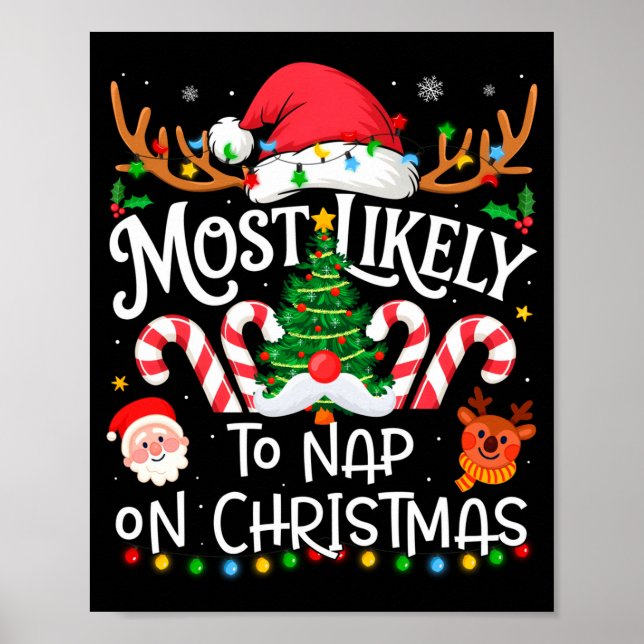 Póster Most Likely To Nap On Christmas Family Matching Ch (Frente)