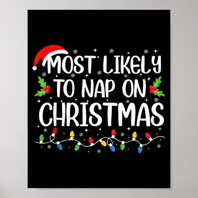 Póster Most Likely To Nap On Christmas Funny Family Match (Frente)