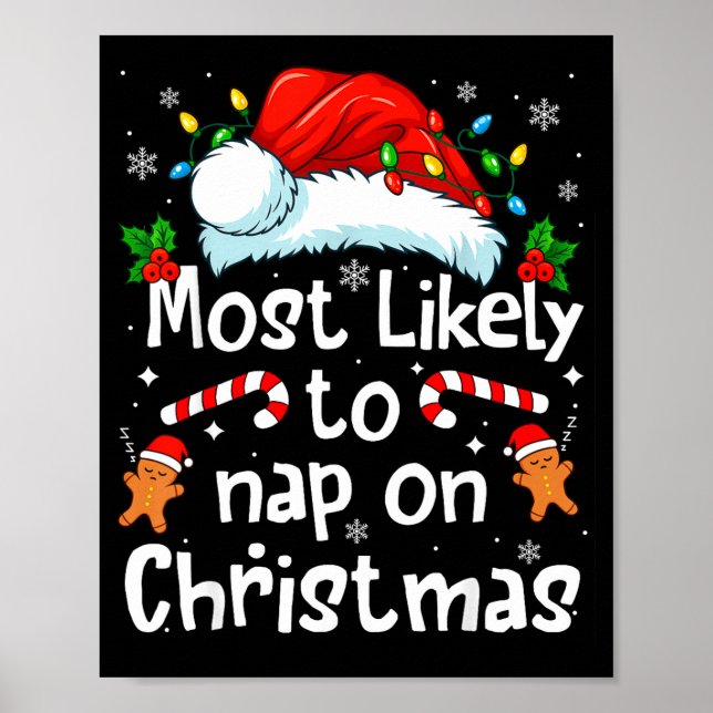 Póster Most Likely To Nap On Christmas Funny Family Match (Frente)