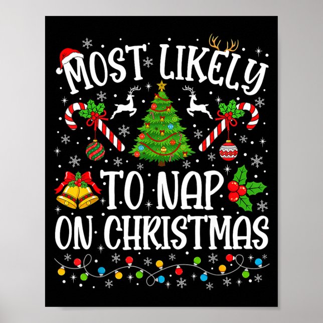 Póster Most Likely To Nap On Christmas Funny Family Match (Frente)
