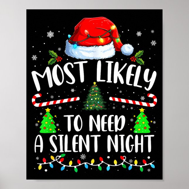 Póster Most Likely To Need A Silent Night Family Matching (Frente)