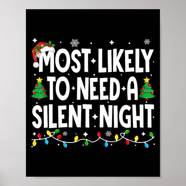 Póster Most Likely To Need A Silent Night Family Matching (Frente)