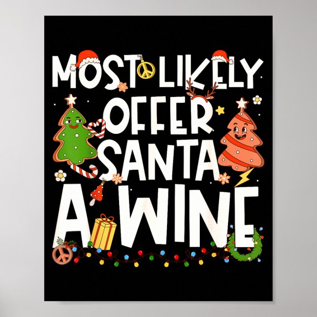 Póster Most Likely To Offer Santa A Wine Family Matching  (Frente)