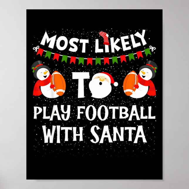 Póster Most Likely To Play Hockey With Santa Christmas  (Frente)