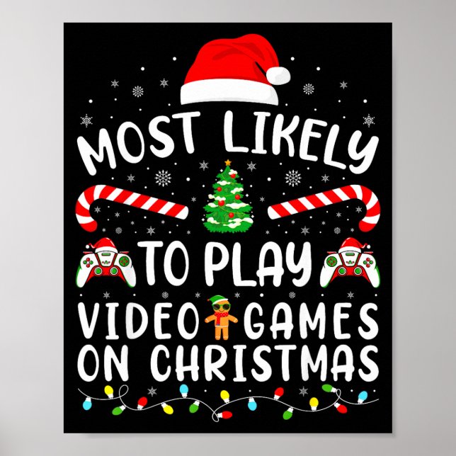 Póster Most Likely To Play Video Games Xmas Family Matchi (Frente)