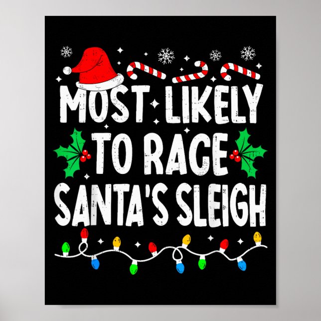 Póster Most Likely To Race Santa's Sleigh Family Matching (Frente)