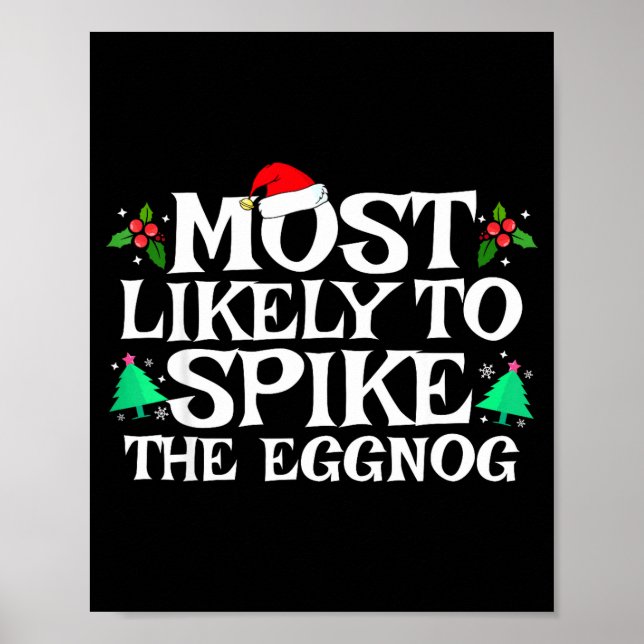 Póster Most Likely To Ske The Eggnog Funny Matching Chris (Frente)