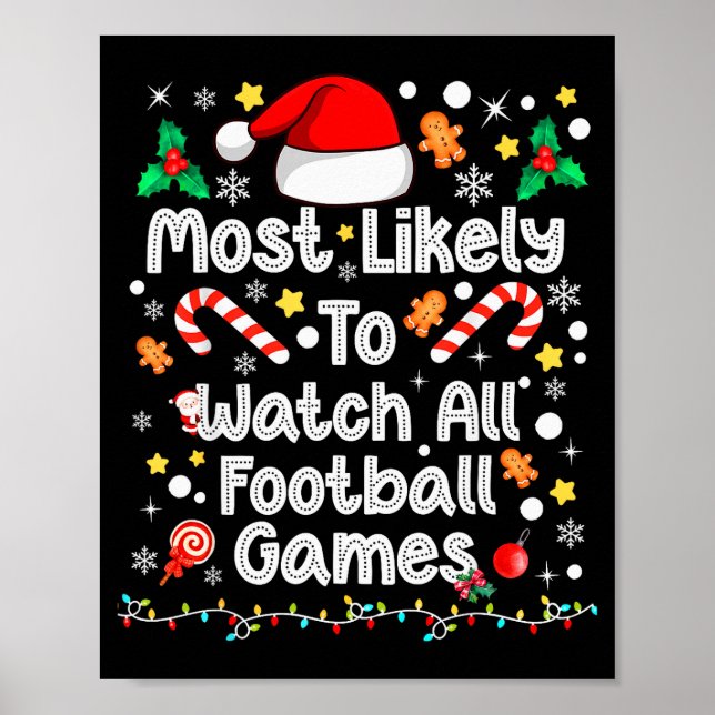 Póster Most Likely Watch All Football Games Family Christ (Frente)