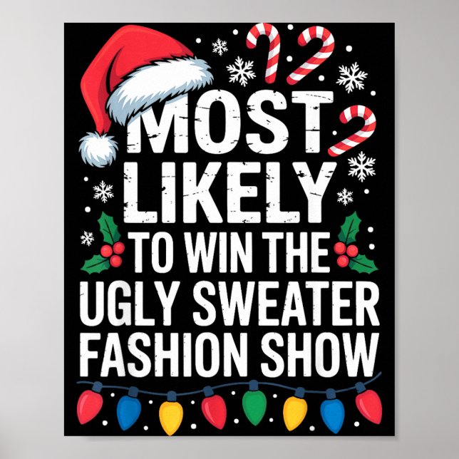 Póster Most Likely Win Ugly Sweater Party Humor Holiday L (Frente)