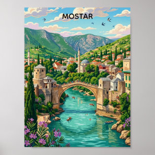 Póster Mostar Antiguo Bosnia Puente Viejo Stari Balkan