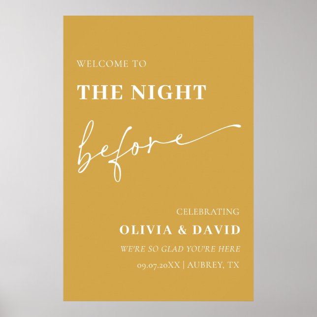 Póster Mostaza La Noche Antes Del Signo De Bienvenida Del (Frente)