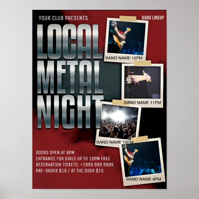 Póster Mostrar Metalizado local | Gig | Club | Bar Flyer (Frente)