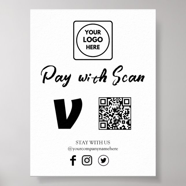 Póster Mostrar pago comercial con escaneo de código QR (Frente)