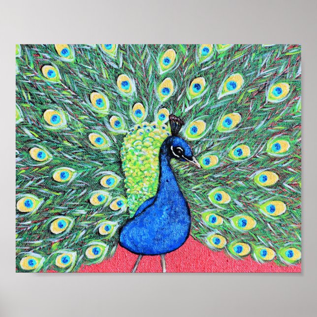 Póster Mostrar pintura de pavo real (Frente)