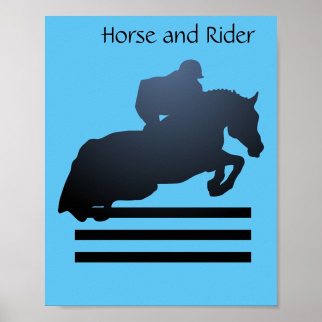 Póster Mostrar saltador limpiando un obstáculo. (Frente)