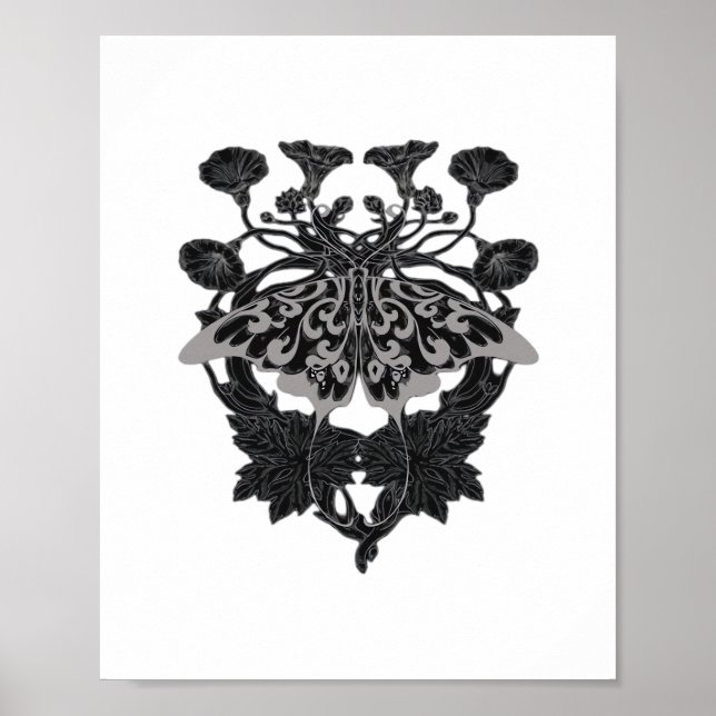 Póster Moth Talisman - Dibujo de Whimsigoth - Versión bla (Frente)