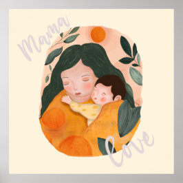 Póster Mother and Baby Boho Art Poster for Home Decor 