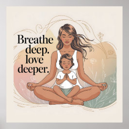 Póster Mother Child Mindfulness Meditation Art