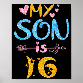 Póster Mother father mom dad happy birthday son is 16