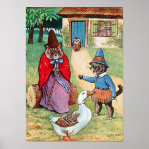 Póster Mother Goose en casa, Louis Wain