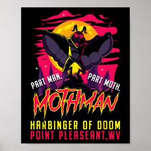 Póster Mothman Fun Cryptiinger Part Man Part Moth