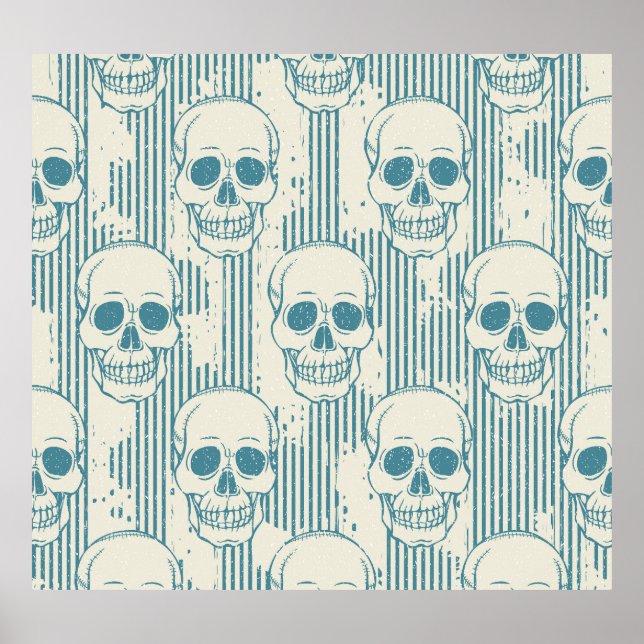Póster Motif De Calavera: Patrón De Mano Libre Sin Marea (Frente)