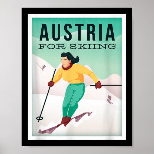 Póster Motif De Esquí Retro Austria Con Motocicletas De E