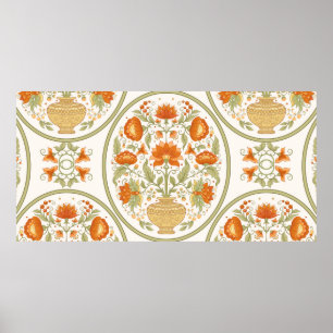 Póster Motif moghal tradicional, flores de fantasía en re