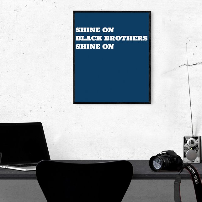 Póster Motivación afroamericana (negra) (Shine On - Blue)