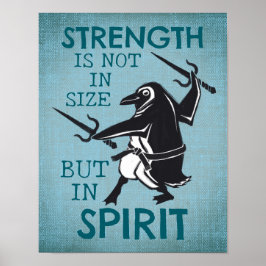 Póster Motivación de Badass Karate Penguin