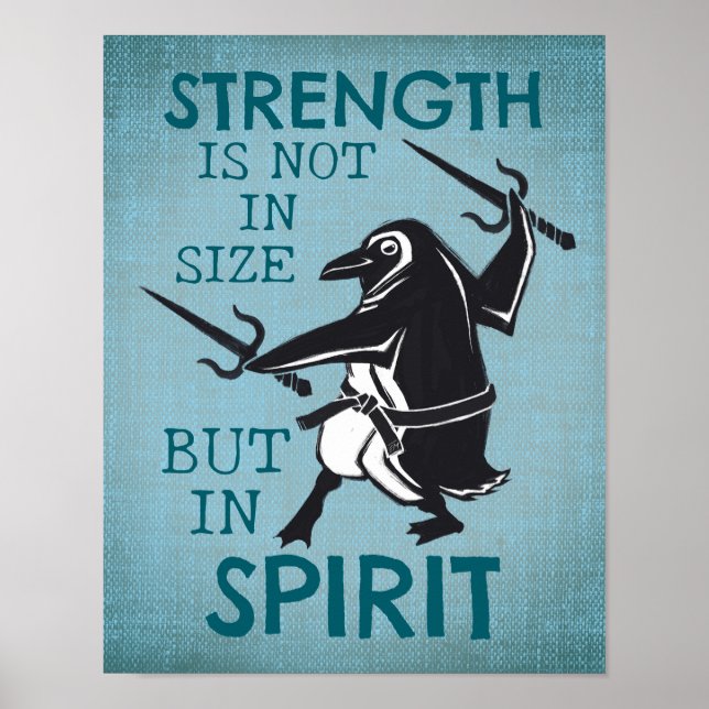 Póster Motivación de Badass Karate Penguin (Frente)
