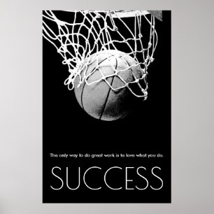 Póster Motivación de baloncesto en blanco negro