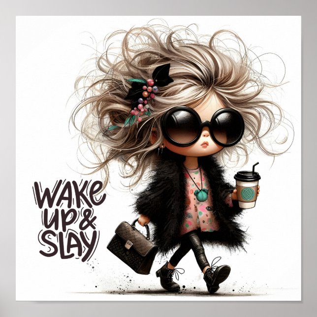 Póster Motivación de despertar y despertar al jefe Chica (Frente)