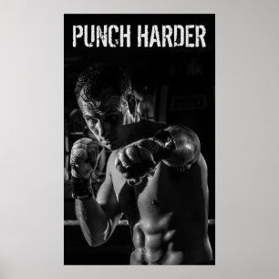 Póster Motivación de entrenamiento de punzonado de boxeo